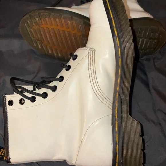 Dr. Martens White Leather Combat Boots - Picture 2 of 9